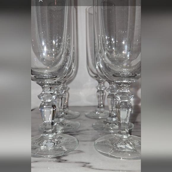 Stemmed Clear Crystal Champagne Flute / Wine Glasses - Picture 2 of 5